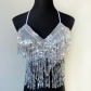 Halloween European and American sequin show performance top belly dance sequin bra DS nightclub stage sequin fringe