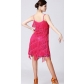 Suspender sequin fringed skirt V-neck dress Latin ball dance skirt dance performance dress stage show