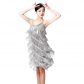 Suspender sequin fringed skirt V-neck dress Latin ball dance skirt dance performance dress stage show