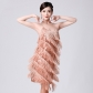 Suspender sequin fringed skirt V-neck dress Latin ball dance skirt dance performance dress stage show