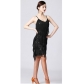 Suspender sequin fringed skirt V-neck dress Latin ball dance skirt dance performance dress stage show