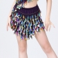 Sequin half skirt stage performance skirt colorful tassel dance skirt belly dance Latin dance costume sequin short skirt