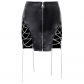 Summer 2023 European and American foreign trade new short skirt slit zipper leather metal chain punk half skirt