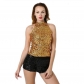 1920S Euramerica hanging neck sleeveless vest bar DS high neck sequin T sleeve sexy top singer performance suit