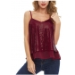 Explosive sexy sequin V-neck halter vest women's short loose top outside to wear leggings
