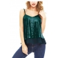 Explosive sexy sequin V-neck halter vest women's short loose top outside to wear leggings