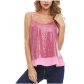 Explosive sexy sequin V-neck halter vest women's short loose top outside to wear leggings