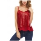 Explosive sexy sequin V-neck halter vest women's short loose top outside to wear leggings