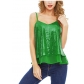 Explosive sexy sequin V-neck halter vest women's short loose top outside to wear leggings