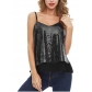 Explosive sexy sequin V-neck halter vest women's short loose top outside to wear leggings