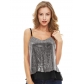 Explosive sexy sequin V-neck halter vest women's short loose top outside to wear leggings