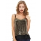 Explosive sexy sequin V-neck halter vest women's short loose top outside to wear leggings