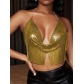Summer short style sling slim-fit nightclub style backless European and American metal sequin small vest