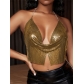 Summer short style sling slim-fit nightclub style backless European and American metal sequin small vest