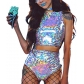 Europe and the United States sexy fashion dazzling nightclub dress night show dj female singer stage suit two-piece set of colorful reflective costumes