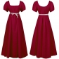 2023 Europe and the United States medieval 5 colors sweet flying sleeve lace-up elastic waist large swing skirt one-line shoulder dress