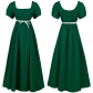 2023 Europe and the United States medieval 5 colors sweet flying sleeve lace-up elastic waist large swing skirt one-line shoulder dress