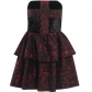 Strapless skirt female European and American street dark wind retro cross stitching off-the-shoulder lace A swing dress
