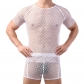 Big mesh men's T-shirt sexy SAO gas transparent fishnet hollowed out top men no pants