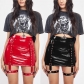 Sexy Spice Girl nightclub leather skirt millennium style PU leather street trend package hip skirt short female