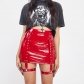 Sexy Spice Girl nightclub leather skirt millennium style PU leather street trend package hip skirt short female