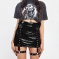 Sexy Spice Girl nightclub leather skirt millennium style PU leather street trend package hip skirt short female