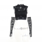 Europe and America dark wind summer new skull net gauze sleeve lace perspective Gothic vest two-piece set