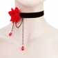 European and American lace necklace women's fashion red rose clavicle chain choker