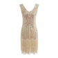 The 1920S 1920s vintage European and American movie dress with fringe hand-woven sequin dress