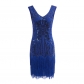 The 1920S 1920s vintage European and American movie dress with fringe hand-woven sequin dress