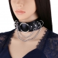 Europe and the United States new punk double leather O-chain collar choker personality metal ring collarbone necklace