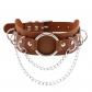 Europe and the United States new punk double leather O-chain collar choker personality metal ring collarbone necklace