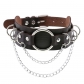 Europe and the United States new punk double leather O-chain collar choker personality metal ring collarbone necklace