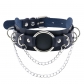 Europe and the United States new punk double leather O-chain collar choker personality metal ring collarbone necklace