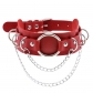 Europe and the United States new punk double leather O-chain collar choker personality metal ring collarbone necklace