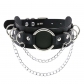 Europe and the United States new punk double leather O-chain collar choker personality metal ring collarbone necklace