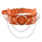 Europe and the United States new punk double leather O-chain collar choker personality metal ring collarbone necklace