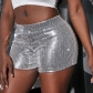 New European and American high waist casual shorts hot pants women's high stretch sequin bead piece bar performance clothing