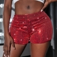 New European and American high waist casual shorts hot pants women's high stretch sequin bead piece bar performance clothing