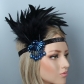 Fringe feather headband The 1920s feather headdress crystal headband