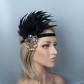 Fringe feather headband The 1920s feather headdress crystal headband