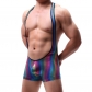 Rainbow men's jumpsuit nylon casual tight underwear suspender performance suit men