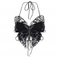 Summer 2023 new European and American style design sense street hipster dark butterfly lace suspender top
