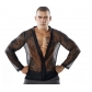 Summer men's casual all-solid color transparent mesh cardigan long sleeve POLO men