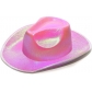 Neon Glitter Space Cowboy Hat - Fun Metal Holographic party Disco Cowgirl hat