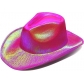Neon Glitter Space Cowboy Hat - Fun Metal Holographic party Disco Cowgirl hat