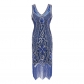 1920 Vintage style sequin hand-woven fringed evening dress for women