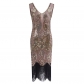 Boutique live shot burst 1920 vintage tassel evening gown sequin handmade beaded party banquet dress