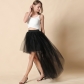 Hot dovetail gauze skirt Europe and the United States sexy black gauze short before long shaggy half skirt