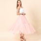 European and American women's long floor-length skirt oversized swing mesh gauze half skirt stitching long skirt A-line high waist shaggy skirt